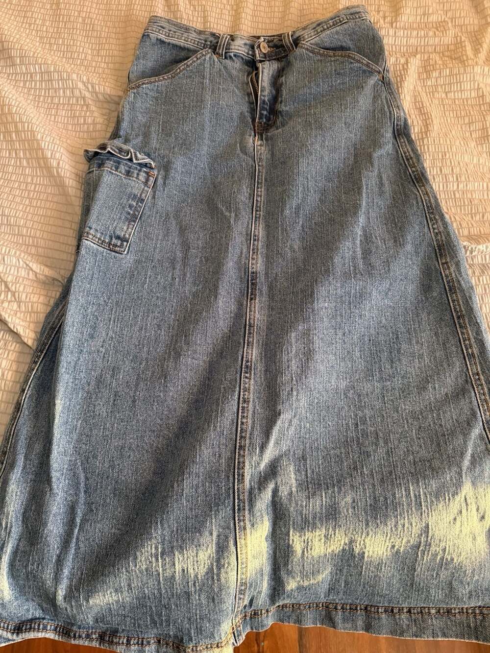 J. Galt Long Denim Cargo Maxi Skirt